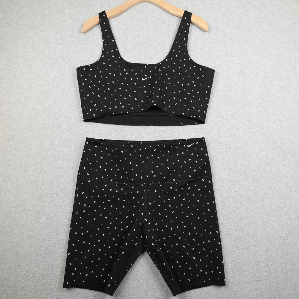 Nike DriFit BTQ Gems Womens XL Top/Large Shorts Set Black Active Workout Run
